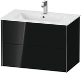Duravit XViu Waschtischunterbau wandhängend 810 mm, 2 Schubkästen, champagner matt/weiß matt – ohne Griff, mit Tip-On-Technik