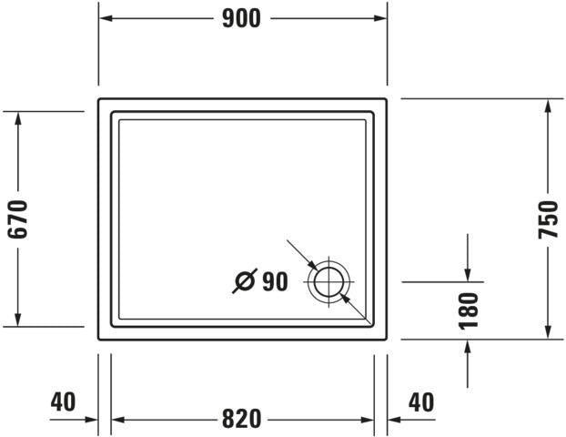 DURAVIT Starck Slimline Duschwanne 750x900 mm Weiß mit Antislip – Rechteckig, Sanitäracryl