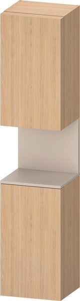 DURAVIT Qatego Hochschrank 400 mm, 2 Türen, weiß Hochglanz, Eiche Schw. Matt