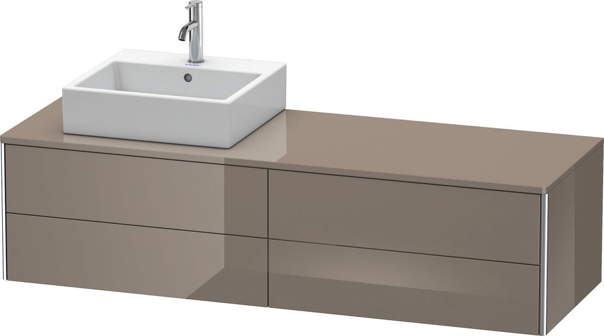 Duravit XSquare Waschtischunterbau 1600 mm, betongrau matt, 4 Schubkästen, wandhängend, Becken links