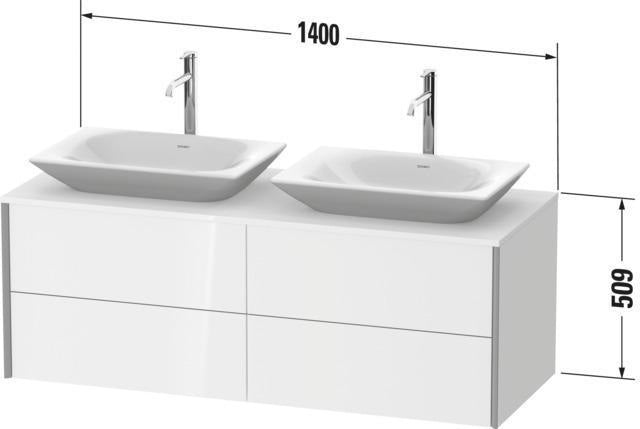 DURAVIT XVIU Waschtischunterbau 1400x550mm Champagner Satin-Matt mit Konsolenplatte
