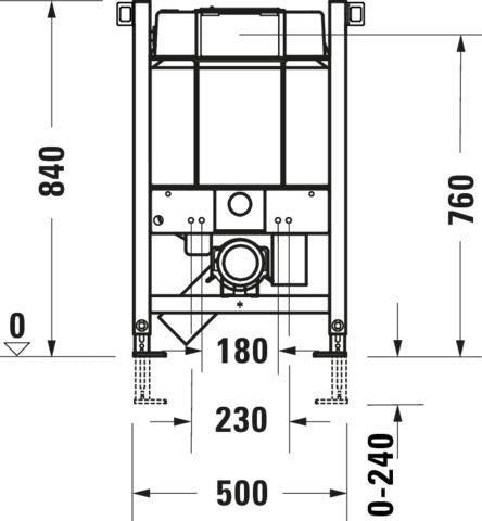 DURAVIT DuraSystem WC-Vorwandelement Trockenbau 500x840mm mit mechanischer Spülbedienung