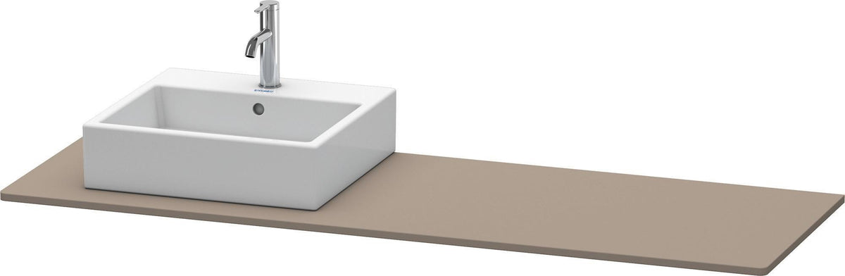 Duravit Konsole XSquare 1600 mm Flannel Grey Hochglanz, 1 Ausschnitt links – Designer-Waschtischplatte von Kurt Merki jr.