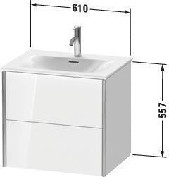 Duravit XViu Waschtischunterbau wandhängend 610 mm betongrau matt mit Tip-On-Technik und Soft-Close
