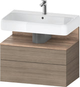 DURAVIT Qatego Waschtischunterbau 790 mm Eiche Terra Matt – wandhängend, 1 Auszug, Tip-On