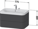 Duravit Waschtischset HAPPY D.2 PLUS 775x490mm ein Hahnloch taupe supermatt