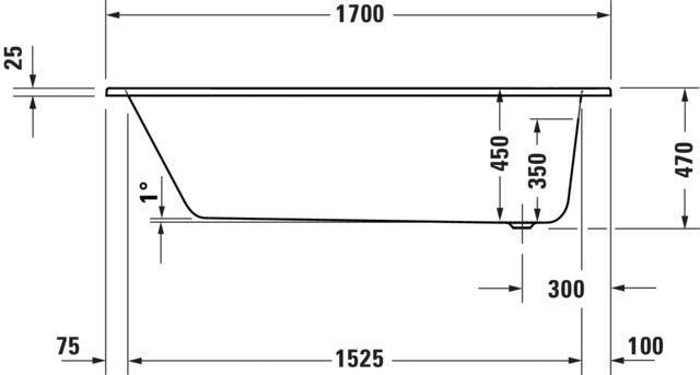 DURAVIT D-Code Badewanne 1700x700mm Einbau Weiß mit Überlauf