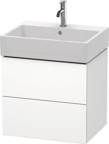 Duravit L-Cube Waschtischunterbau 584 mm taupe supermatt, 2 Schubkästen, Tip-On, wandhängend