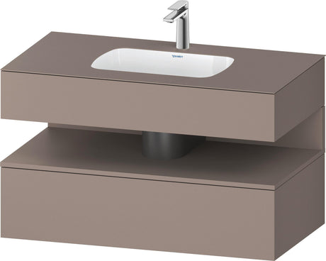 Duravit Qatego Einbauwaschtisch mit Konsolenwaschtischunterbau Basalt & Eiche Terra Matt 1000x550x600 mm