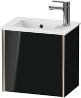 Duravit XViu Waschtischunterbau wandhängend 410 mm, 1 Tür links, schwarz hochglanz – ohne Griff