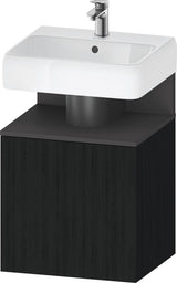 DURAVIT Qatego Waschtischunterbau 490 mm wandhängend, 1 Tür links, Weiß Matt mit Eiche Schwarz Nische