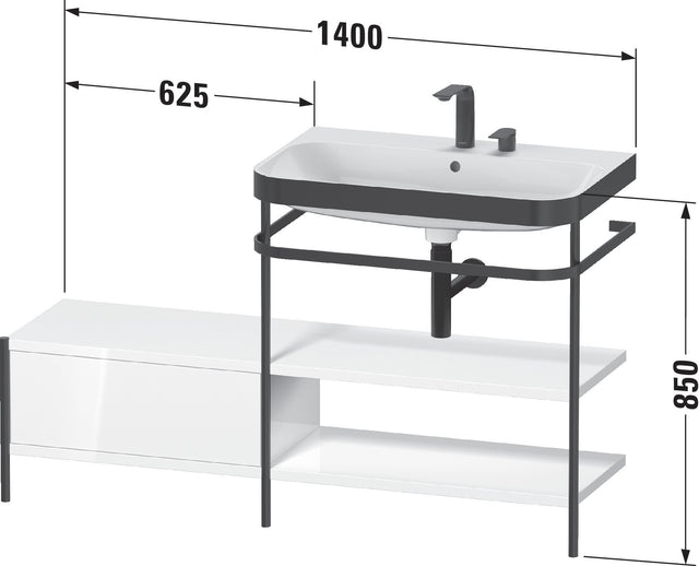 Duravit Waschtischunterbau Happy D.2 Plus 1400 mm mit Metallkonsole, supermatt