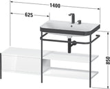 Duravit Waschtischset HAPPY D.2 PLUS 1400x490mm ein Hahnloch taupe supermatt