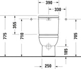 Duravit No.1 Stand-WC Kombi, spülrandlos, HygieneGlaze, 650 mm, weiß