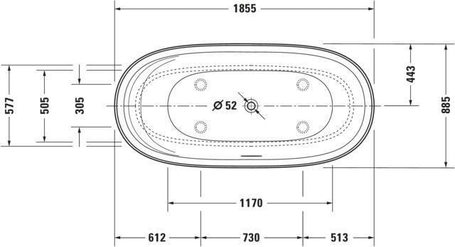 DURAVIT Cape Cod Whirlwanne 1855x885 mm freistehend mit Air-System, 1 Rückenschräge, Weiß Matt
