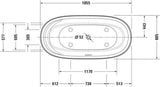 DURAVIT Cape Cod Whirlwanne 1855x885 mm freistehend mit Air-System, 1 Rückenschräge, Weiß Matt