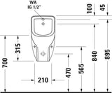 Duravit No.1 Urinal 305x290mm spülrandlos weiß Zulauf hinten