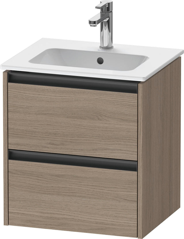 Duravit Ketho.2 Waschtischunterbau 510 mm Eiche Terra mit 2 Schubkästen und Soft-Close