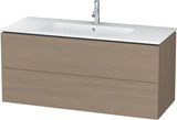 Duravit L-Cube Waschtischunterbau 1220 mm wandhängend in Amerikanisch Nussbaum mit 2 Schubkästen