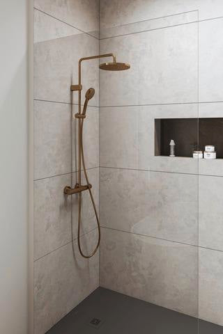 DURAVIT Duschsystem MinusFlow mit Brausethermostat, Bronze Gebürstet, 1124 mm