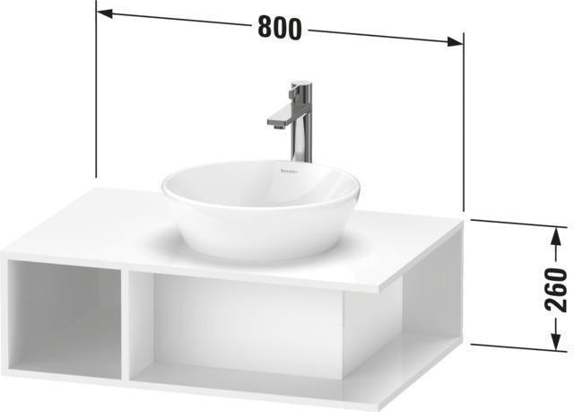 Duravit D-Neo Waschtischunterbau 800 mm Betongrau Matt – Wandhängend, 1 offenes Fach links