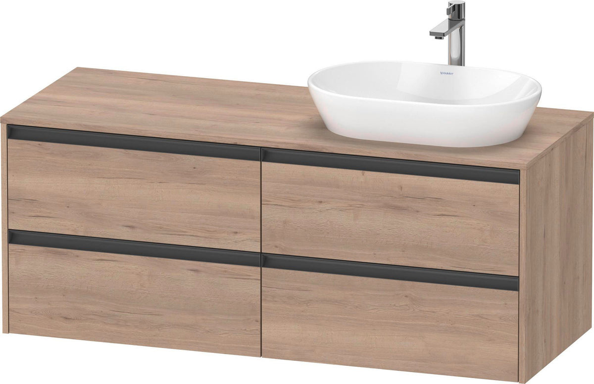 Duravit Ketho.2 Waschtischunterbau 1400 mm betongrau matt mit 4 Schubkästen