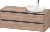 Duravit Ketho.2 Waschtischunterbau 1400 mm betongrau matt mit 4 Schubkästen