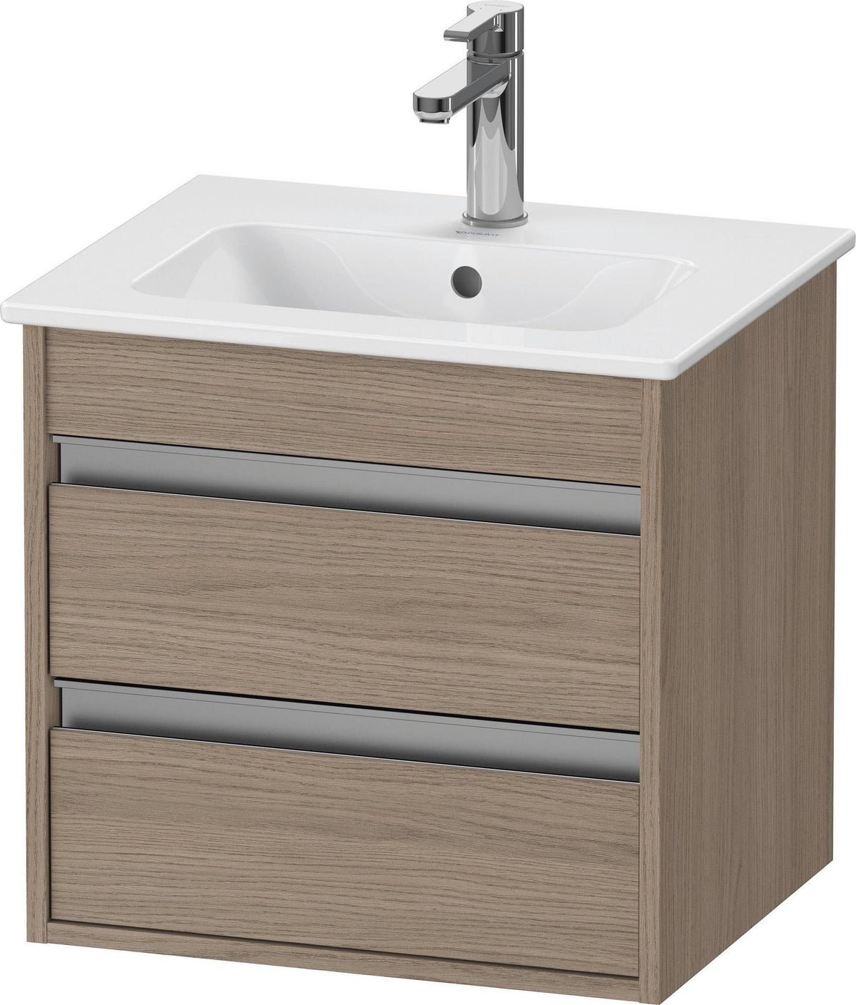 Duravit Ketho Waschtischunterbau 500 mm Eiche Terra mit 2 Schubkästen und Soft-Close