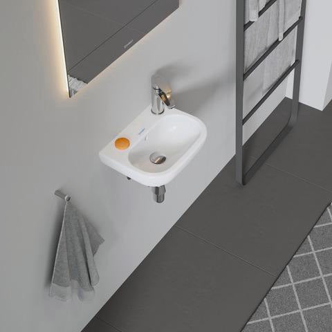 Duravit D-Code Handwaschbecken 360 mm mit Überlauf, 1 Hahnloch rechts, wandhängend, weiß
