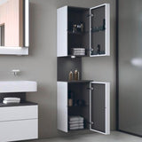 DURAVIT Qatego Hochschrank 400 mm, 2 Türen, weiß Hochglanz, Eiche Schw. Matt
