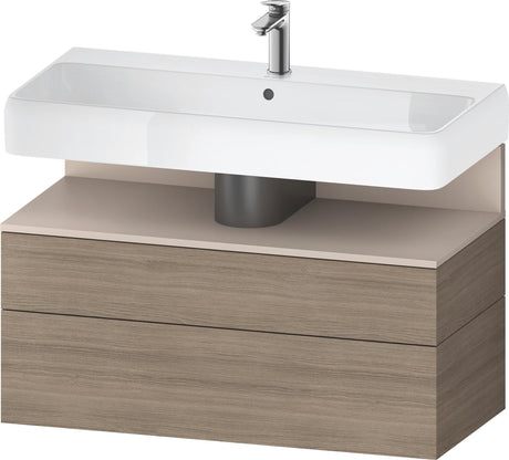 DURAVIT Qatego Waschtischunterbau 990 mm Eiche Terra Matt mit LED-Nischenbeleuchtung