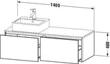 Duravit Waschtischunterbau XSquare 1400 mm wandhängend mit Auszug links, Becken rechts, seidenmatt