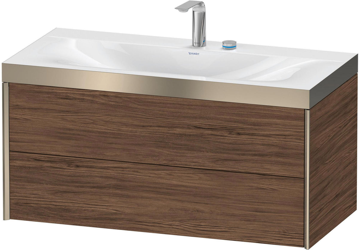 DURAVIT XViu Waschtischunterbauset c-bonded 1000 mm Nussbaum Champagner matt 2 Schubkästen