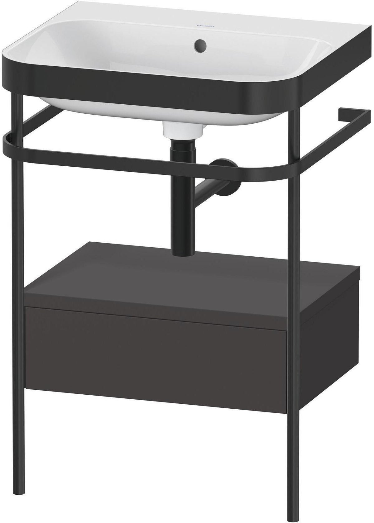 DURAVIT Happy D.2 c-bonded Waschtischset mit Metallkonsole, 575 mm, Weiß