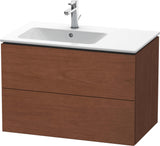 DURAVIT L-Cube Waschtischunterbau 820 mm wandhängend, 2 Schubkästen, Becken links, Amerikanisch Nussbaum