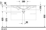 Duravit Möbelwaschtisch Darling New 1030 mm mit Überlauf und Hahnlochbank in Weiß