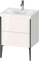 DURAVIT XViu c-bonded Set bodenstehend 610 mm, 2 Auszüge, schwarz matt/weiß hochglanz