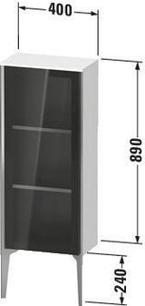 DURAVIT XViu Halbhochschrank 400 mm Parsolglas grau mit Tip-on Technik und Soft-Close