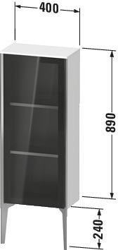 Duravit XViu Halbhochschrank 400 mm Glasfront Parsolglas weiß hochglanz mit Tip-on und Soft-Close
