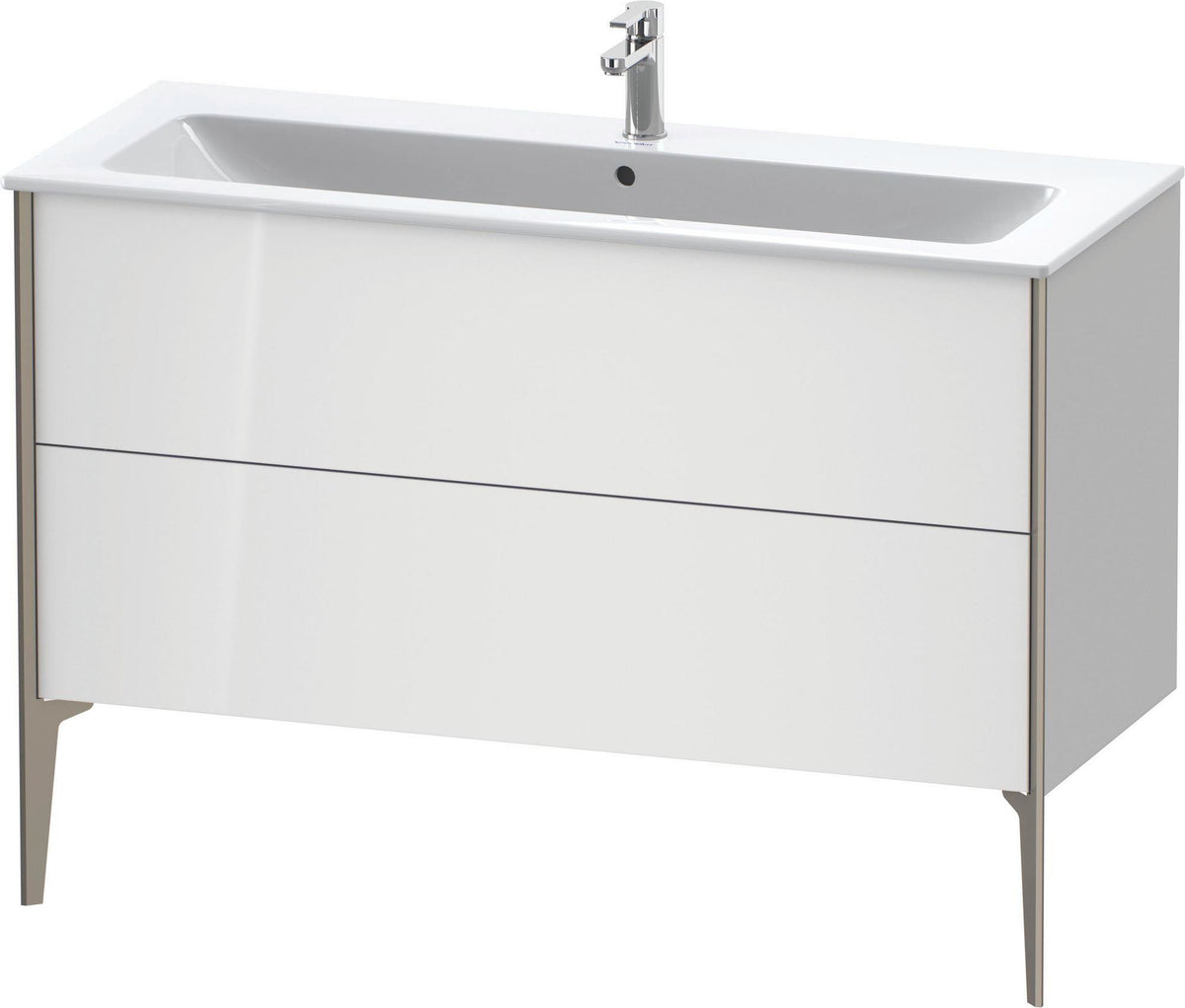 DURAVIT XViu Waschtischunterbau bodenstehend 1210 mm, 2 Auszüge, champagner matt/weiß matt