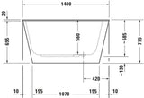 DURAVIT DuraStyle Rechteck-Badewanne 1400x800mm weiß Acryl Einbauwanne