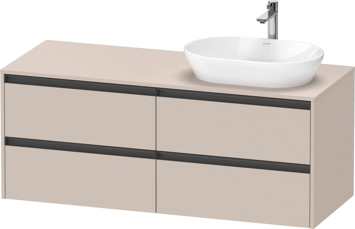 Duravit Ketho.2 Waschtischunterbau 1400 mm betongrau matt mit 4 Schubkästen