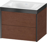 Duravit XViu Waschtischunterbau 600 mm mit 2 Schubkästen, schwarz matt/Nussbaum, wandhängend