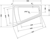 DURAVIT Paiova Badewanne 1800x1400 mm Einbau mit Acrylverkleidung, Rückenschräge links, Weiß