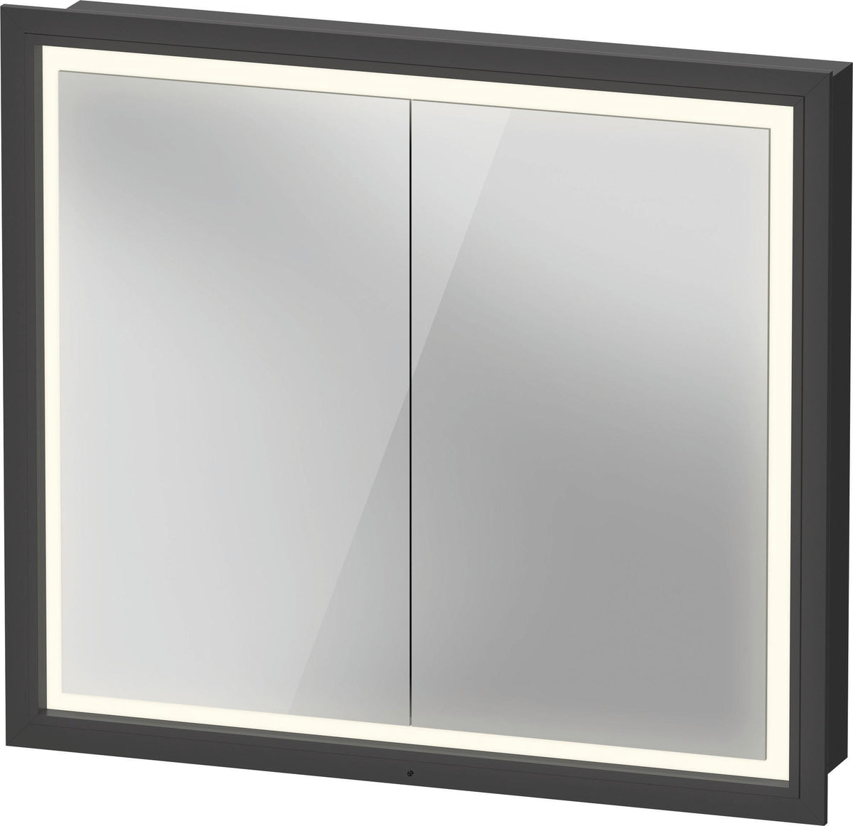 DURAVIT L-Cube Spiegelschrank 800 mm, LED-Beleuchtung, Weiß, Soft-Close, 2 Türen