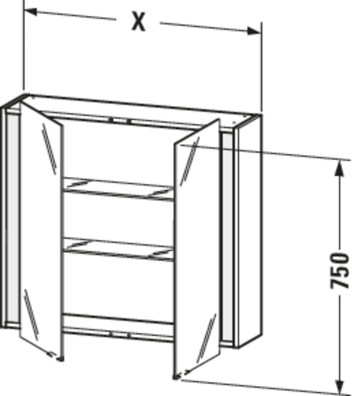 Duravit Ketho Spiegelschrank 800 mm, weiß matt, LED-beleuchtet, 2 Türen, Sensorschalter