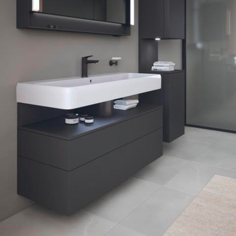 DURAVIT Qatego Hochschrank 400 mm, 2 Türen, weiß Hochglanz, Eiche Schw. Matt