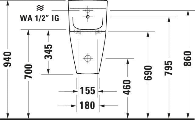 DURAVIT Urinal Viu rimless weiß mit Spüldüse, Zulauf hinten, 305x310x585 mm