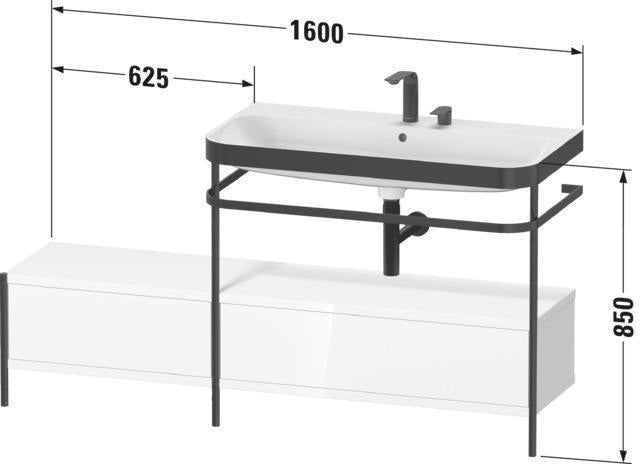 Duravit Waschtischunterbau Happy D.2 Plus 1600x490mm mit Metallkonsole und Handtuchhalter supermatt