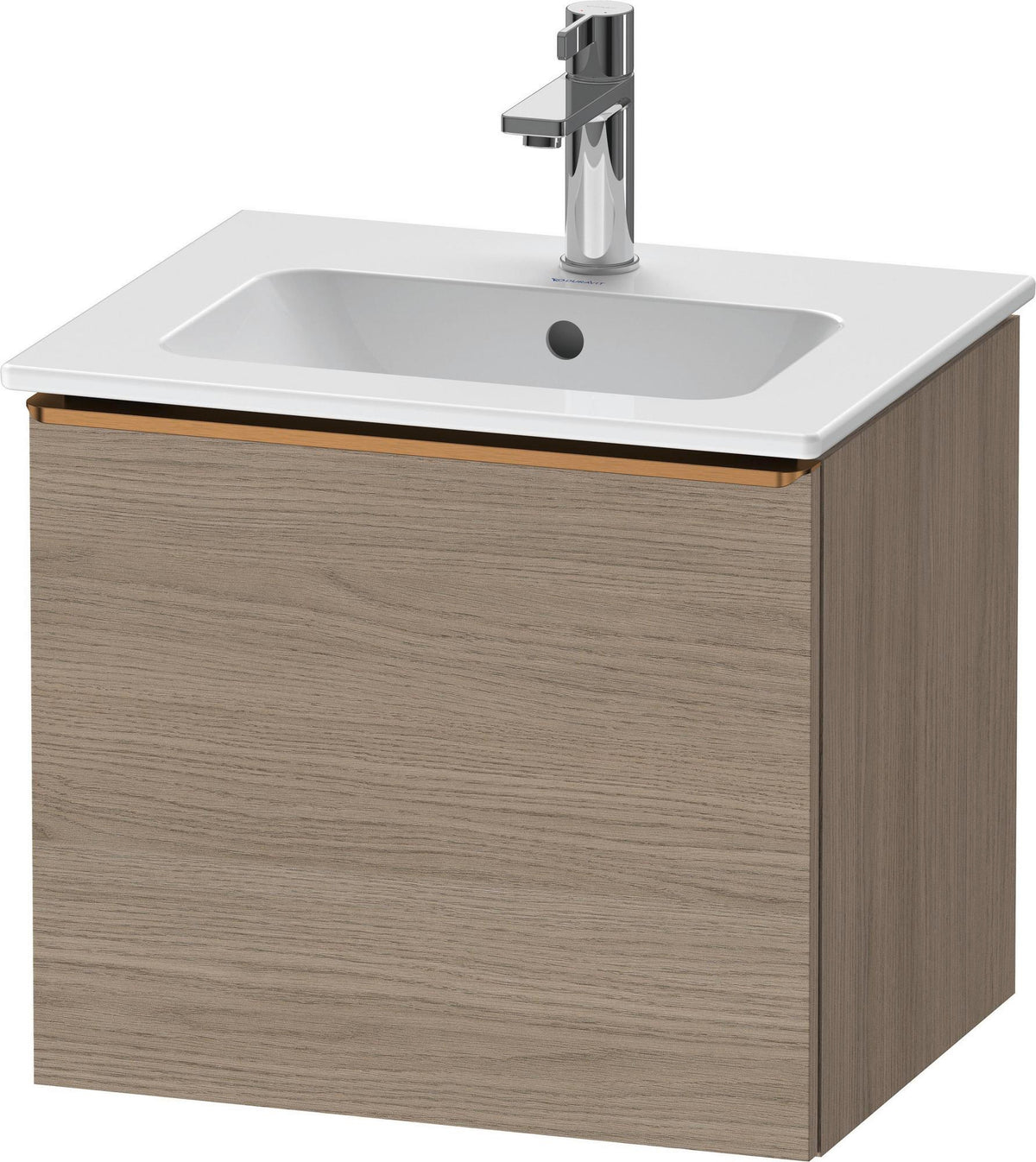 Duravit D-Neo Waschtischunterbau 510 mm Eiche Terra Matt mit Auszug und Chromgriff